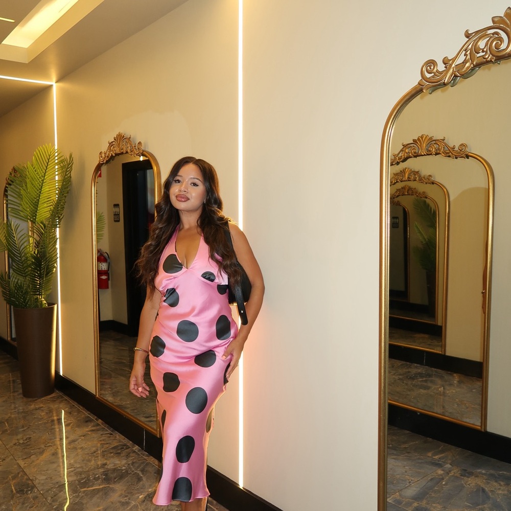 Pink Polka Dot Slip Dress - Picture 2 of 3